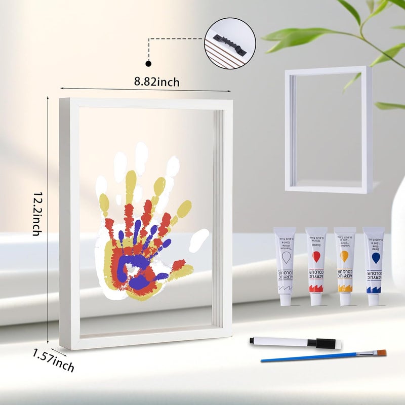CHERRY CHEERS Family Handprint Kit, DIY Craft Keepsake Wooden Frame, Endless Gift Set, Non-Toxic Paints, Transparent Sheets (White) - Image 4